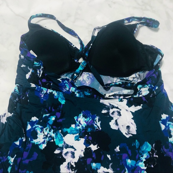 New w/o tags Navy Floral Tankini Top Plus Sz 16 - Picture 4 of 7
